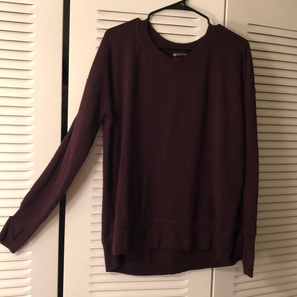 Athleta Coaster Luxe Sweatshirt Silver Bells//Gray Yoga Top Women Size XXS New